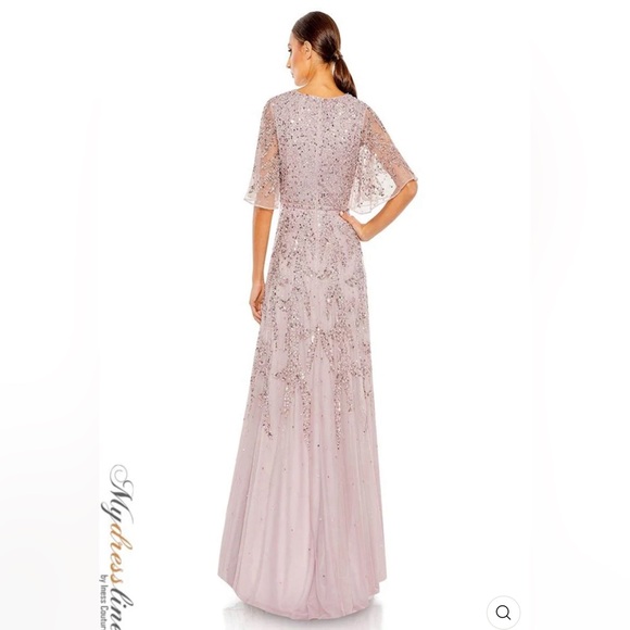 Sequined butterfly sleeve high low gown - Picture 2 of 3